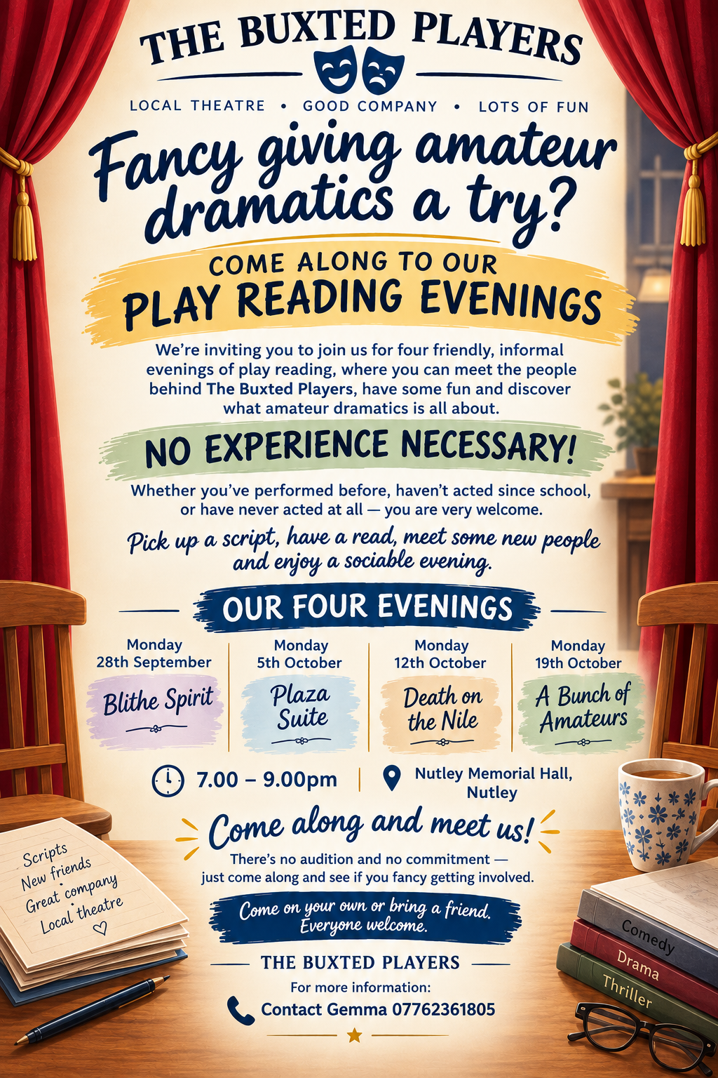 poster for the Buxted Players Play Readings